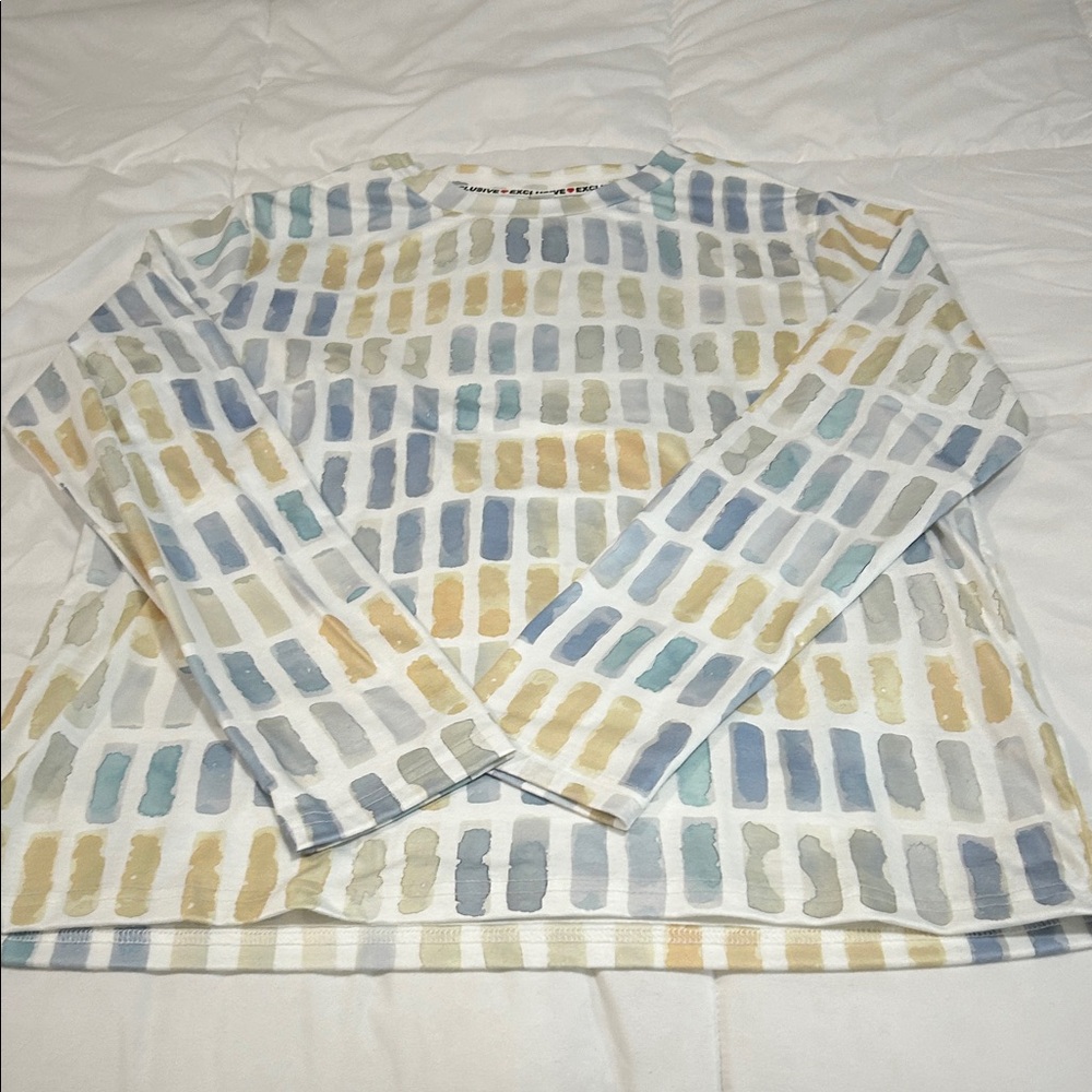 Exclusively Fancy Multi-Color Grid Print Long Sleeve Top